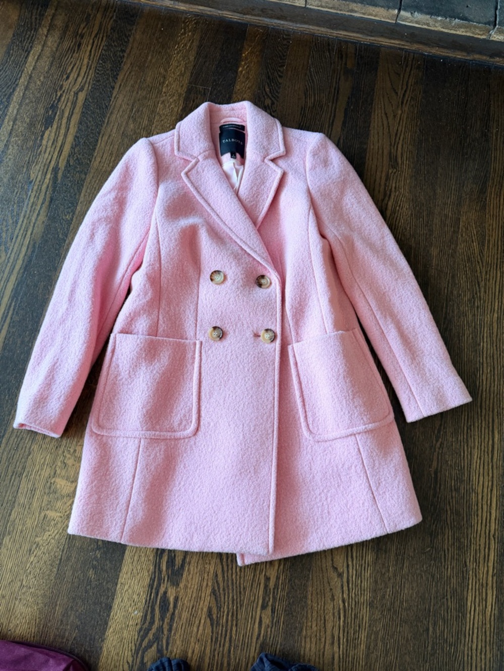 Talbots Pink Double-Breasted Wool-Blend Pea Coat 2